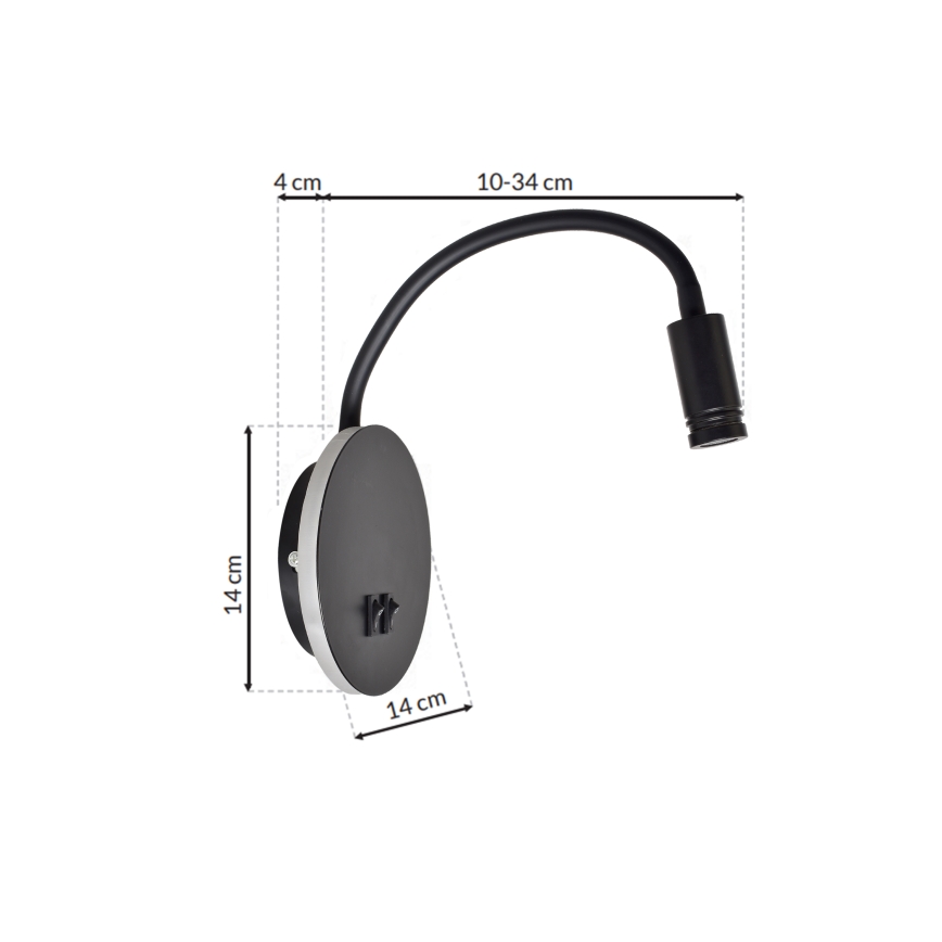 LED Lampada flessibile da parete piccola BASE 1xLED/8W+1xLED/2W/230V nero/argento