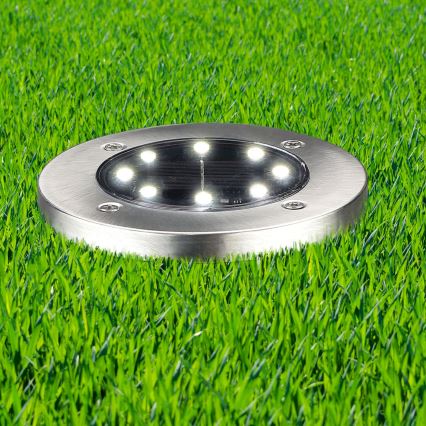 LED Lampada segnapasso solare SOLLY LED/1,2V 6500K diametro 11,5 cm 300 mAh IP44 cromo opaco