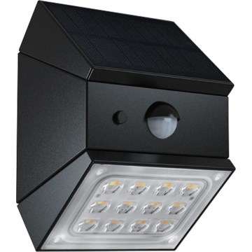 LED Lampada solare da parete con sensore LED/2,5W/3,7V 3000/4000/6000K IP65 1200 mAh nera
