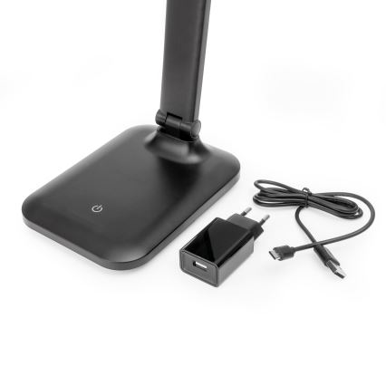 LED Lampada da tavolo touch dimmerabile con ricarica wireless e Porta USB REMUS LED/5W/230V nero