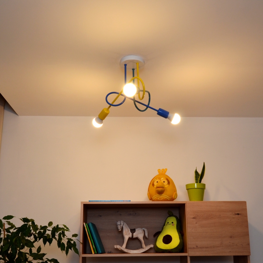LED Lampadario a plafone per bambini OXFORD 3xE27/15W/230V