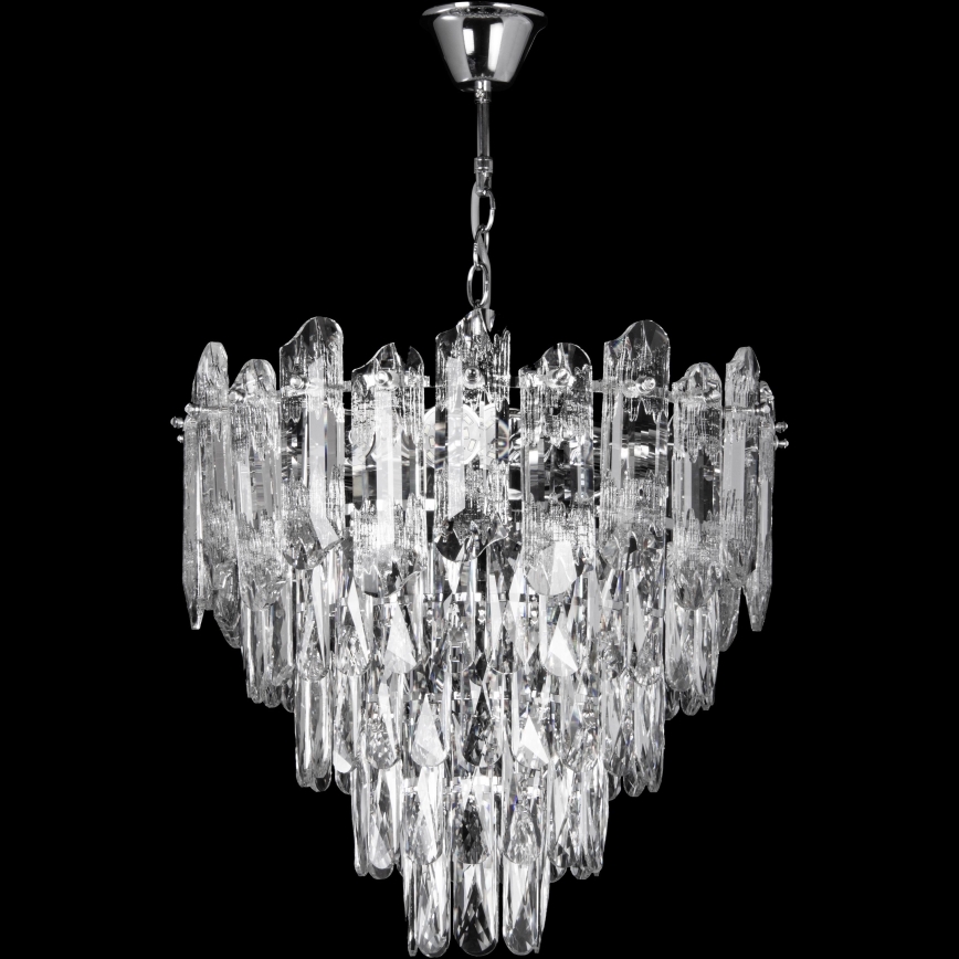 LED Lampadario a sospensione con catena 7xE27/60W/230V + 4xLED/6W diametro 40 cm cromo lucido