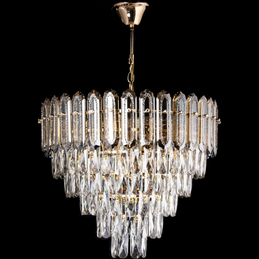 LED Lampadario a sospensione con catena 9xE27/60W/230V + 6xLED/6W diametro 50 cm oro