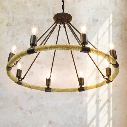 LED Lampadario a sospensione con catena ROPE ARTHUR 8xE27/6W/230V