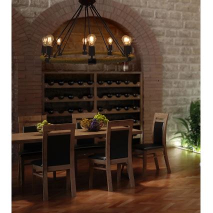 LED Lampadario a sospensione con catena ROPE ARTHUR 8xE27/6W/230V