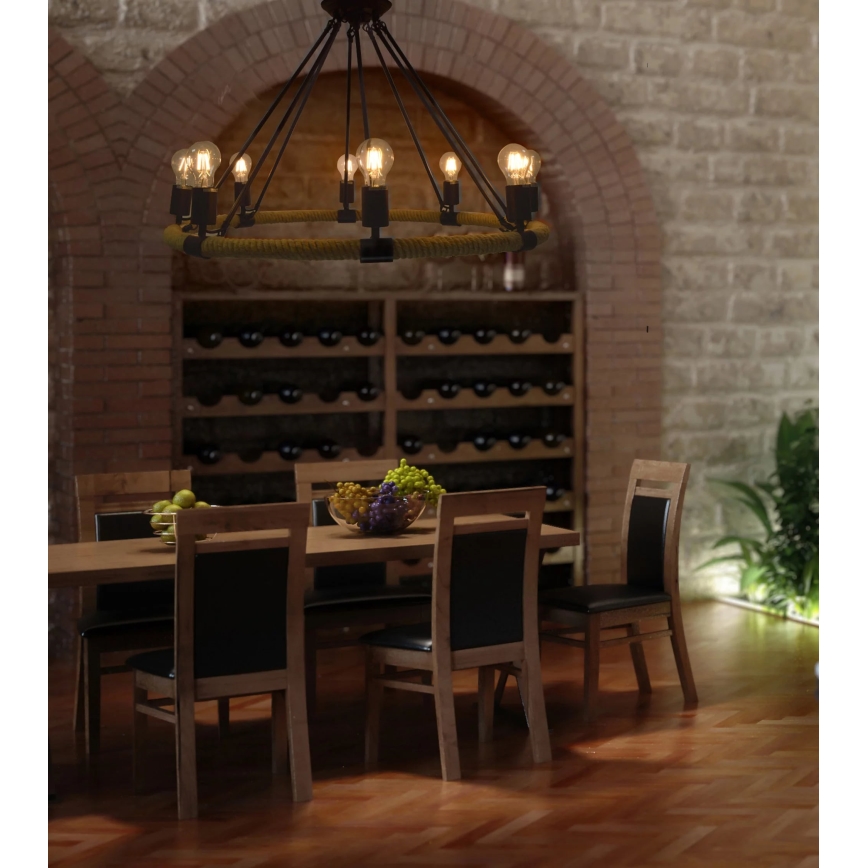 LED Lampadario a sospensione con catena ROPE ARTHUR 8xE27/6W/230V
