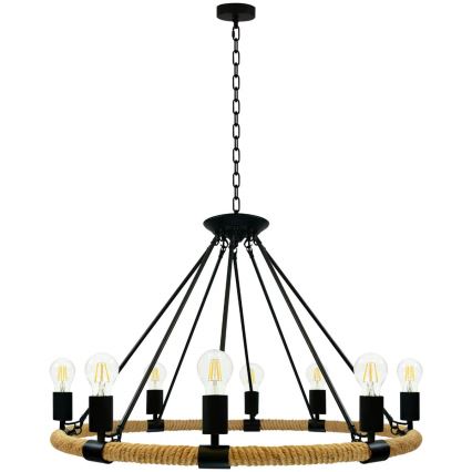 LED Lampadario a sospensione con catena ROPE ARTHUR 8xE27/6W/230V