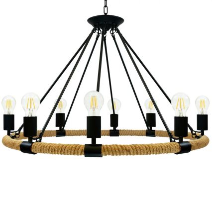 LED Lampadario a sospensione con catena ROPE ARTHUR 8xE27/6W/230V