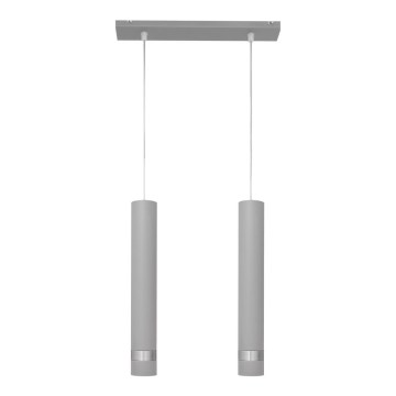 LED Lampadario a sospensione con filo TUBA 2xGU10/4,8W/230V grigio/cromo opaco