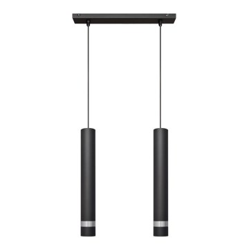 LED Lampadario a sospensione con filo TUBA 2xGU10/4,8W/230V nero/cromo opaco