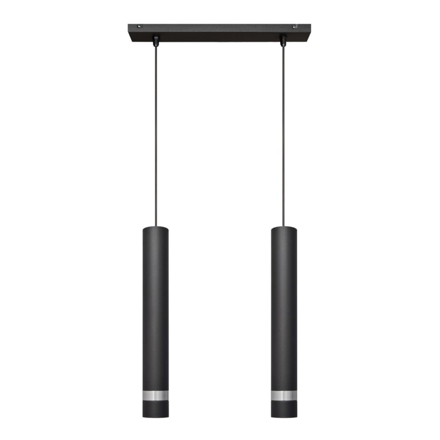LED Lampadario a sospensione con filo TUBA 2xGU10/4,8W/230V nero/cromo opaco