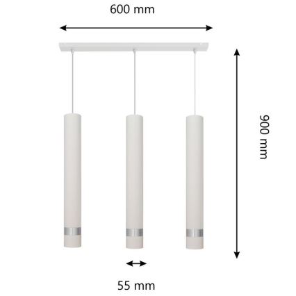 LED Lampadario a sospensione con filo TUBA 3xGU10/4,8W/230V bianco/cromo opaco