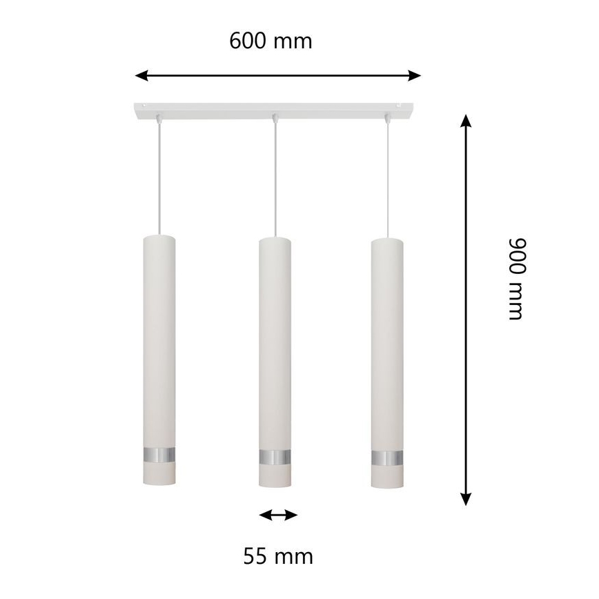 LED Lampadario a sospensione con filo TUBA 3xGU10/4,8W/230V bianco/cromo opaco