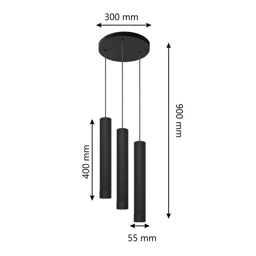 LED Lampadario a sospensione con filo TUBA 3xGU10/4,8W/230V nero
