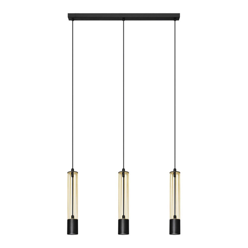 LED Lampadario su corda BARS 3xGU10/4,8W/230V oro/nero