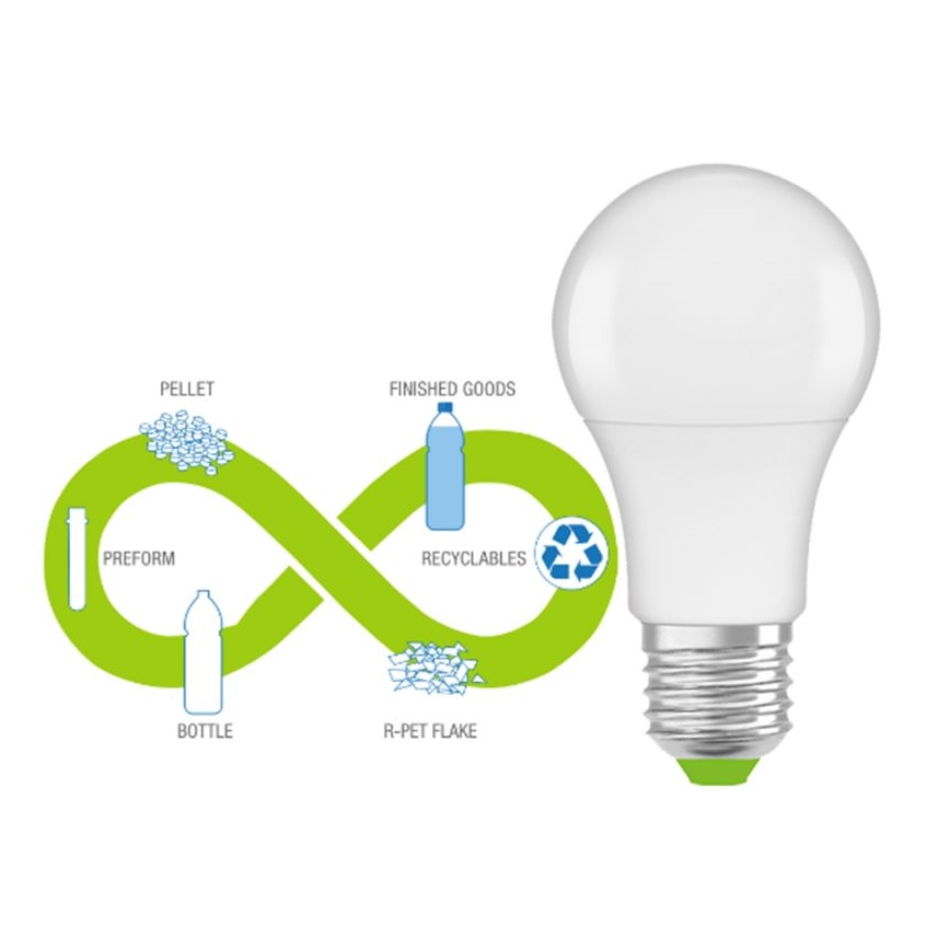 LED Lampadina in plastica riciclata A60 E27/8,5W/230V 2700K - Ledvance