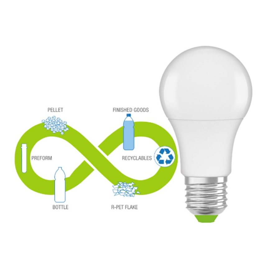 LED Lampadina in plastica riciclata E27/10W/230V 2700K - Ledvance