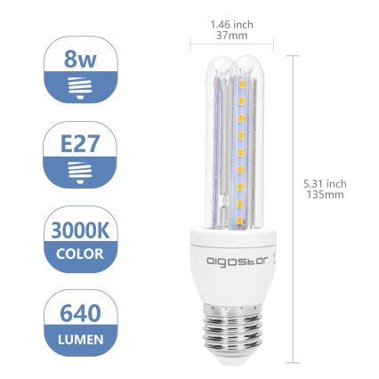 LED-Lampe B5 E27/8W/230V 3000K - Aigostar