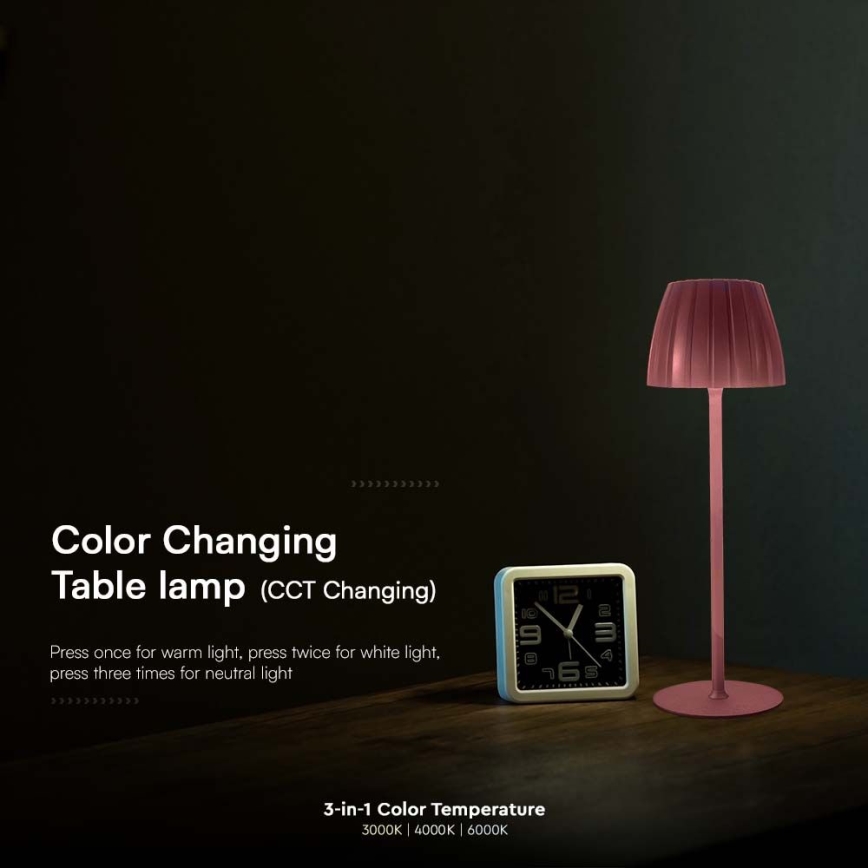 LED Lampe de table tactile rechargeable et à intensité variable LED/2,7W/5V 3000/4000/6000K 1800 mAh marron