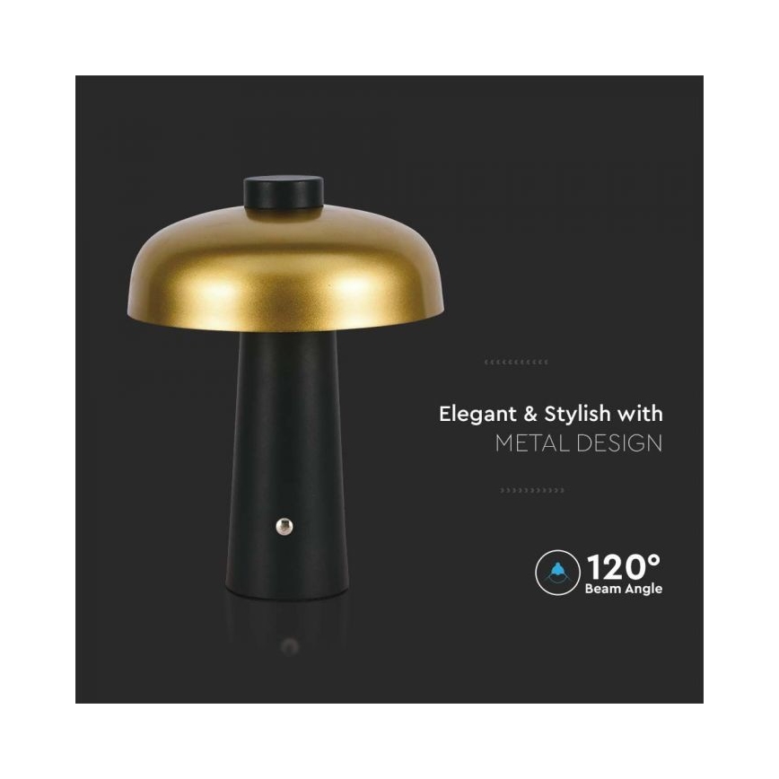 LED Lampe de table tactile rechargeable et à intensité variable LED/3W/5V 3000-6000K 1800 mAh noir/doré