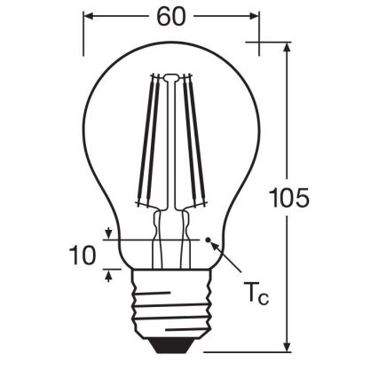 LED-Lampe FILAMENT A60 E27/6,5W/230V 2700K - Osram