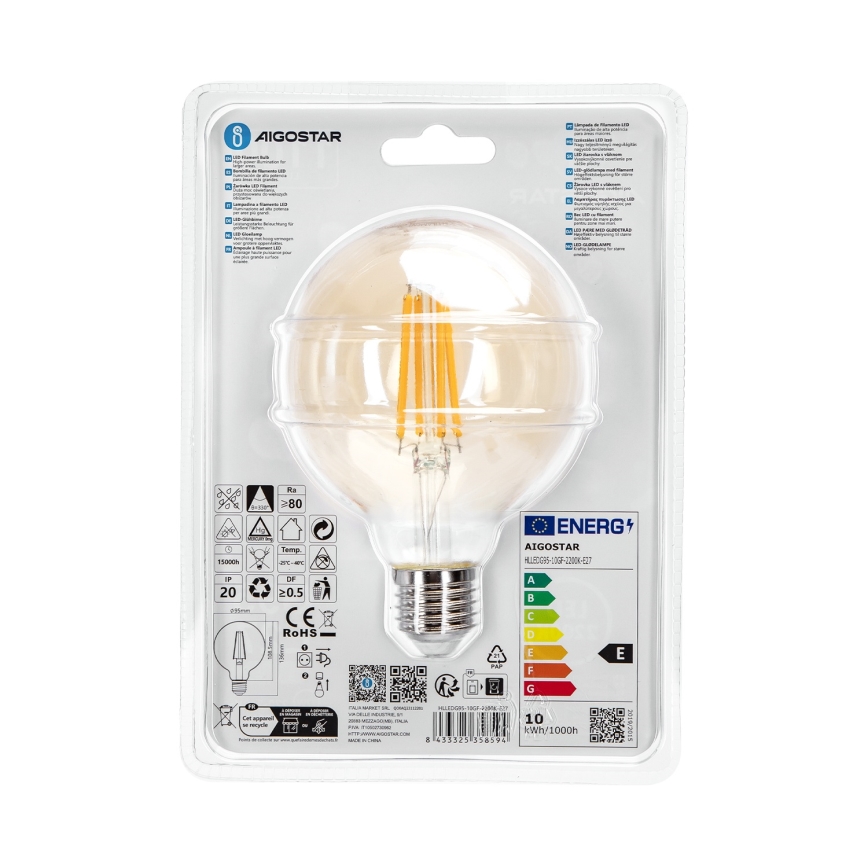 LED-Lampe G95 E27/10W/230V 2200K - Aigostar