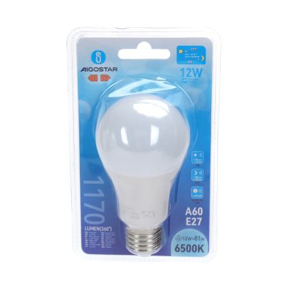 LED-Lampe mit Dämmerungssensor A60 E27/12W/230V 6500 K - Aigostar