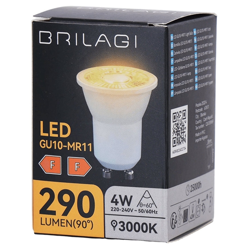 LED-Lampe MR11 GU10/4W/230V 3000K 60° - BRILAGI