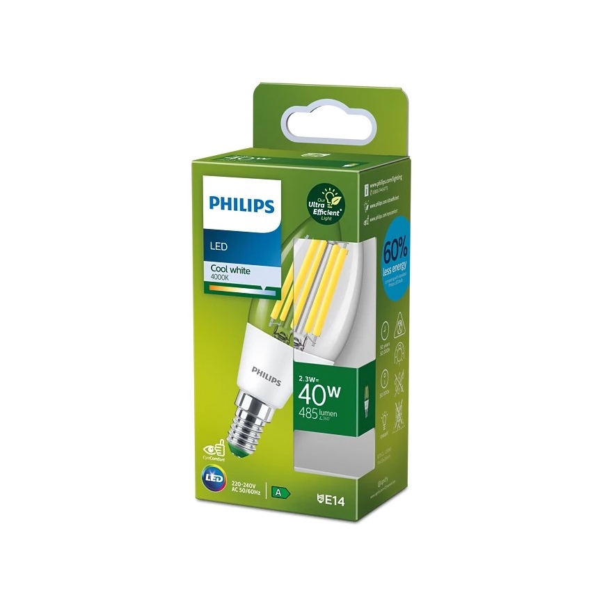 LED-Lampe ULTRAEFFICIENT VINTAGE Philips B35 E14/2,3W/230V 4000K