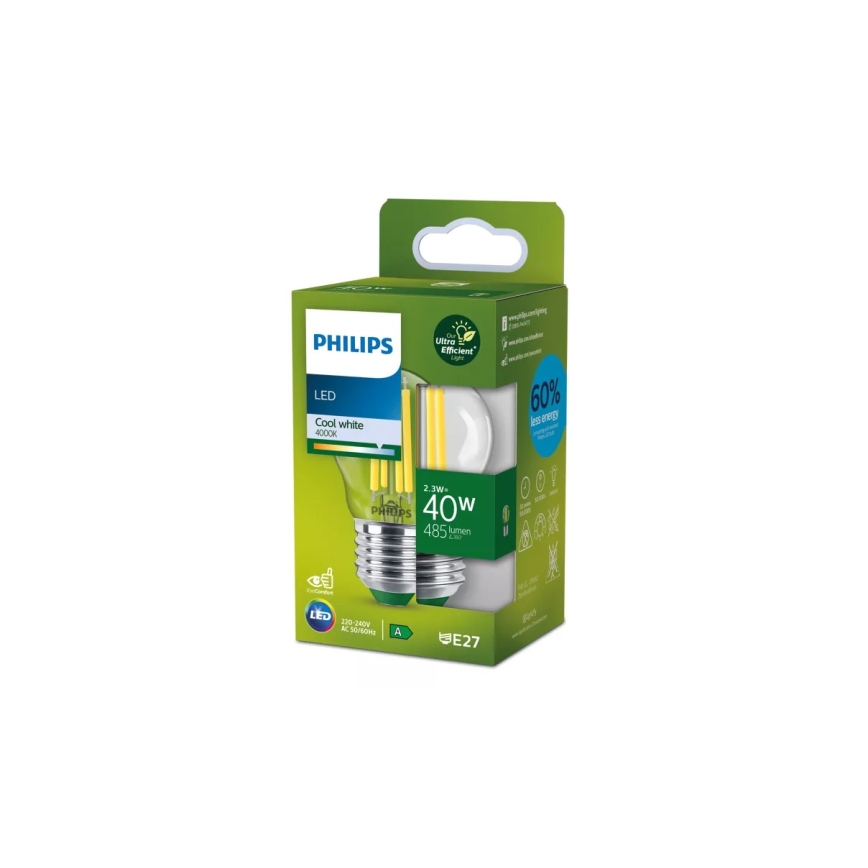 LED-Lampe ULTRAEFFICIENT VINTAGE Philips P45 E27/2,3W/230V 4000K