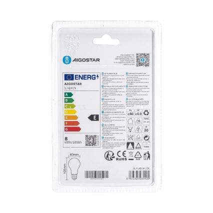 LED-Leuchtmittel A60 E27/8W/230V 330° 2700K - Aigostar