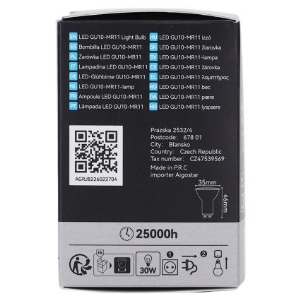 LED-Leuchtmittel MR11 GU10/4W/230V 3000K schwarz - BRILAGI