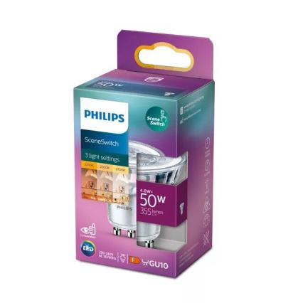 LED-Lampe Philips SCENE SWITCH PAR16 GU10/4,8W/230V 2200/2500/2700K dreistufig umschaltbar