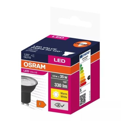LED-Leuchtmittel VALUE PAR16 GU10/4,5W/230V 2700K 120° schwarz - Osram