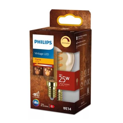 LED-Leuchtmittel VINTAGE Philips P45 E14/3W/230V 2200K