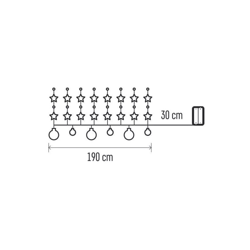 LED  Lichterkette 20xLED/2xAA 2,2 m warmweiß