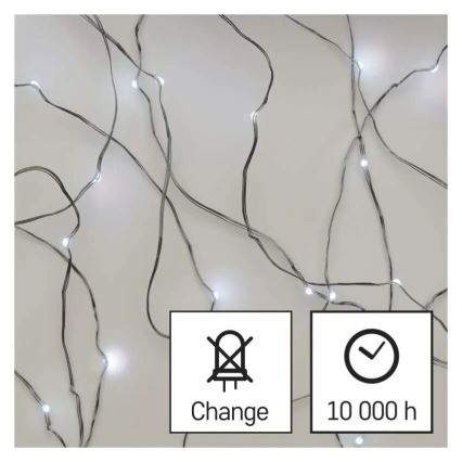 LED  Lichterkette 20xLED/2xAA 2,4m kaltweiß