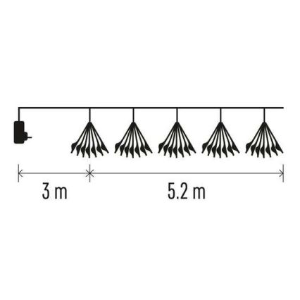 LED-Lichterkette 300 LEDs 5,2+3 m warmweiß