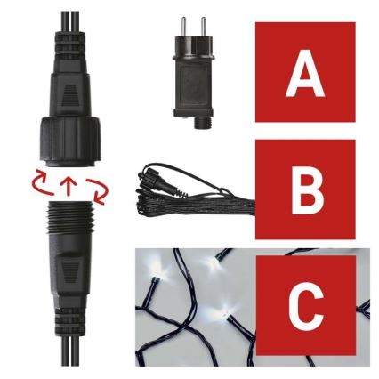 LED-Lichterkette für den Außenbereich, 100 LEDs / 15 m, IP44, kaltweiß