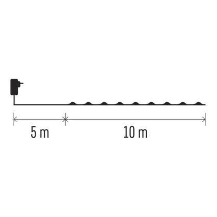 LED-Lichterkette für den Außenbereich, 100 LEDs, 15 m, IP44, warmweiß