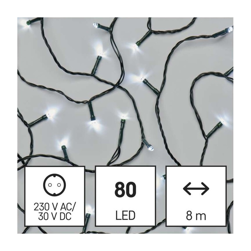 LED-Lichterkette für den Außenbereich 80xLED/13m IP44, kaltweiß