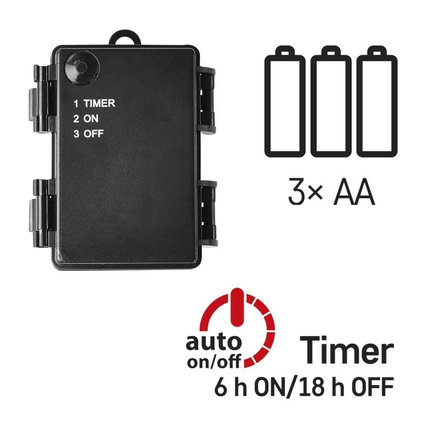 LED-Lichterkette für den Außenbereich 80xLED/3xAA 6,1m IP44 warmweiß