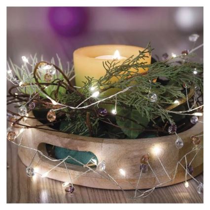 LED-Lichterkette für Weihnachten, 40 LEDs, 3×AA, 1,5 m, warmweiß