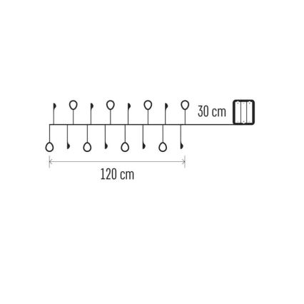 LED-Lichterkette für Weihnachten, 40 LEDs, 3×AA, 1,5 m, warmweiß