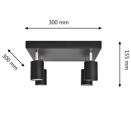 LED Luce Spot a LED TUNE 4xGU10/4,8W/230V nero