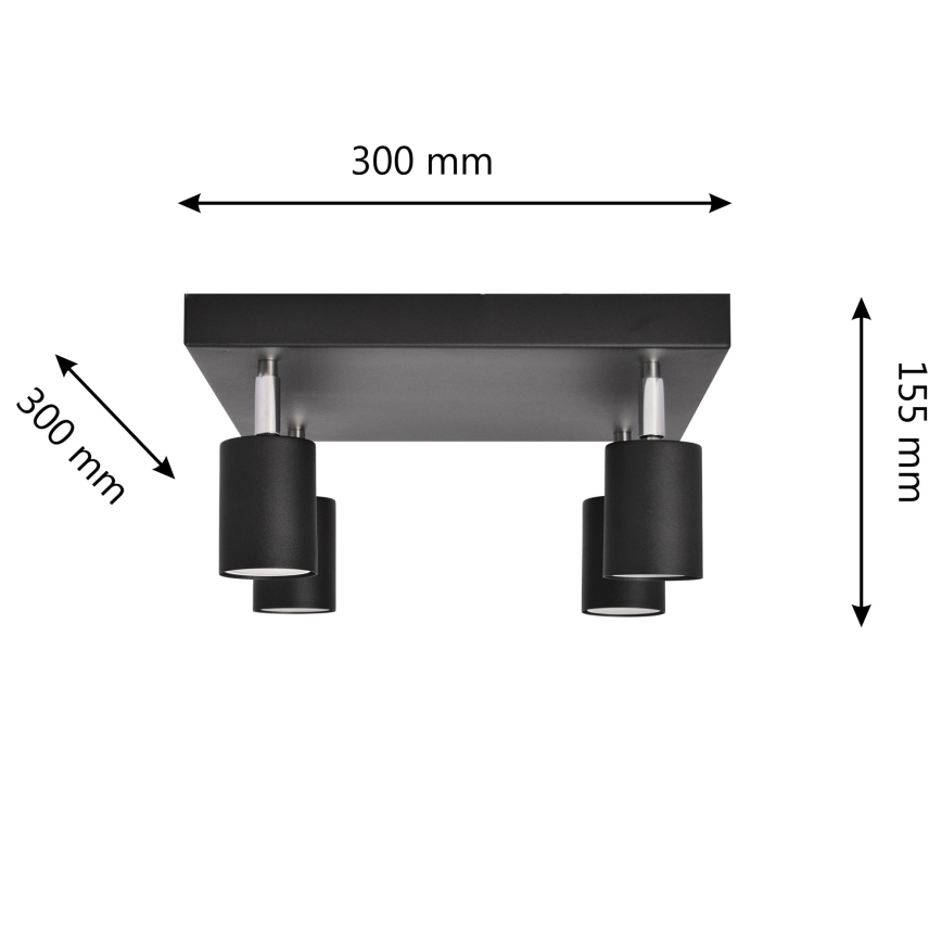 LED Luce Spot a LED TUNE 4xGU10/4,8W/230V nero