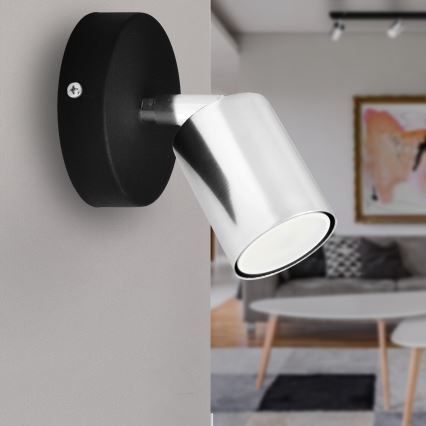 LED Luce Spot da parete a LED TUNE 1xGU10/4,8W/230V cromo opaco/nero