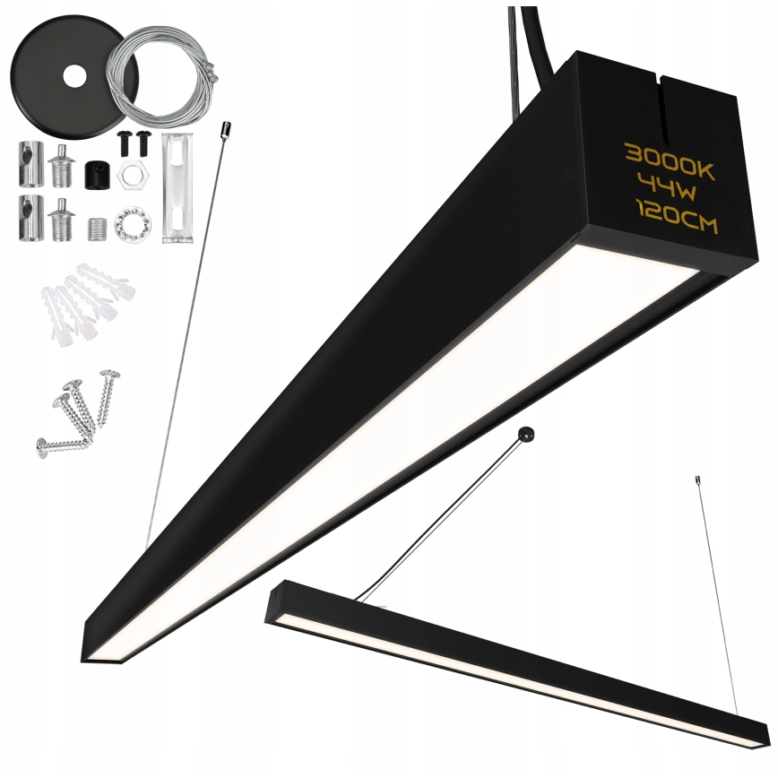 LED-Lüster an Kabel/aufgesetzte LED/44W/230V 3000K 120 cm schwarz