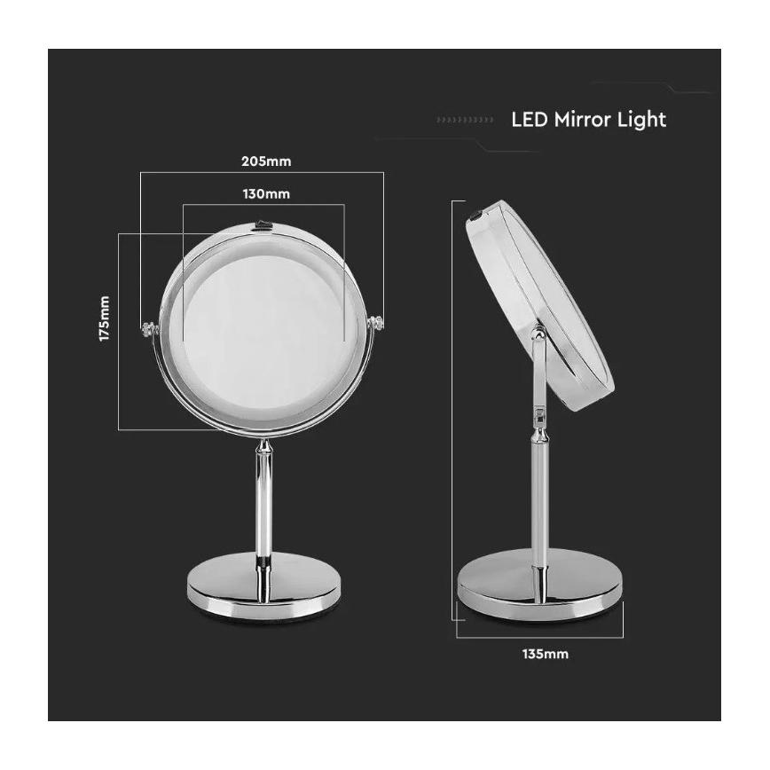 LED Miroir cosmétique LED/3W/6V IP44