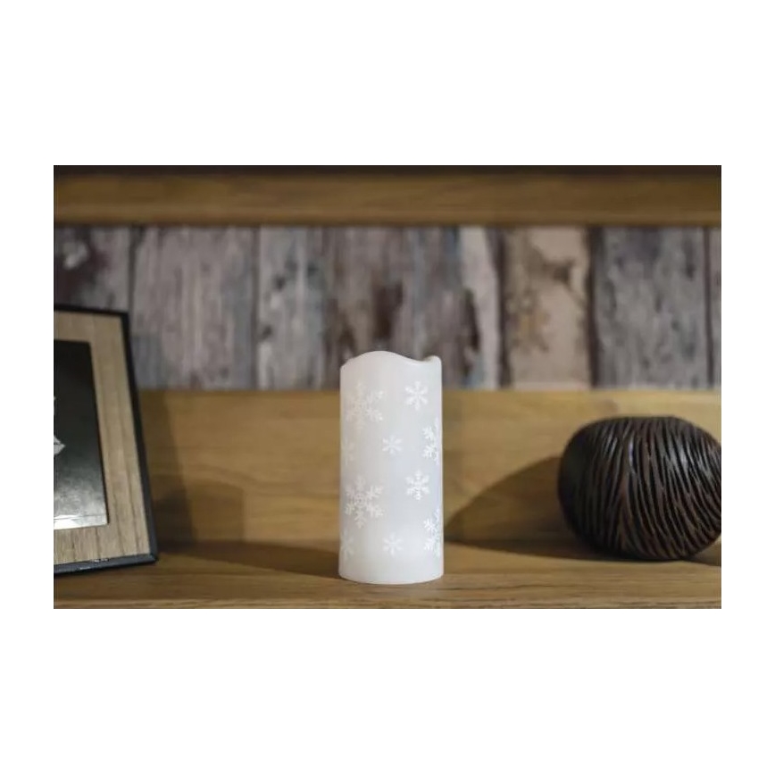 LED Natale a candela LED/3xAAA fiocchi di neve bianco freddo